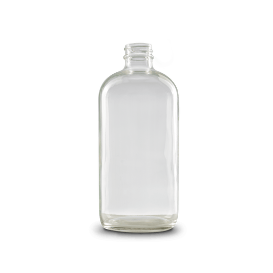 16 oz Clear Glass Boston Round Bottle 28-400 Neck Finish - 6 Pack