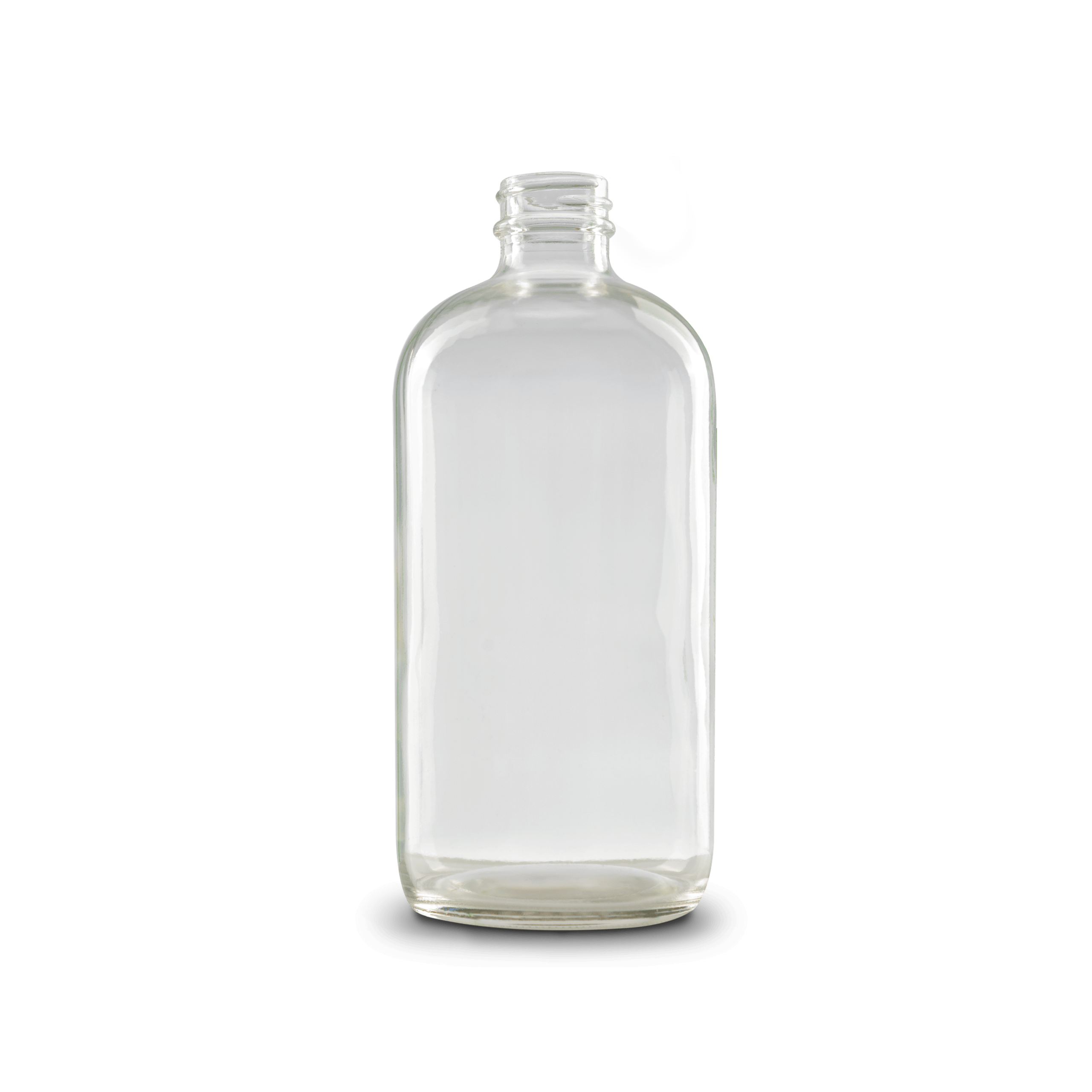 16 oz clear boston round glass bottle