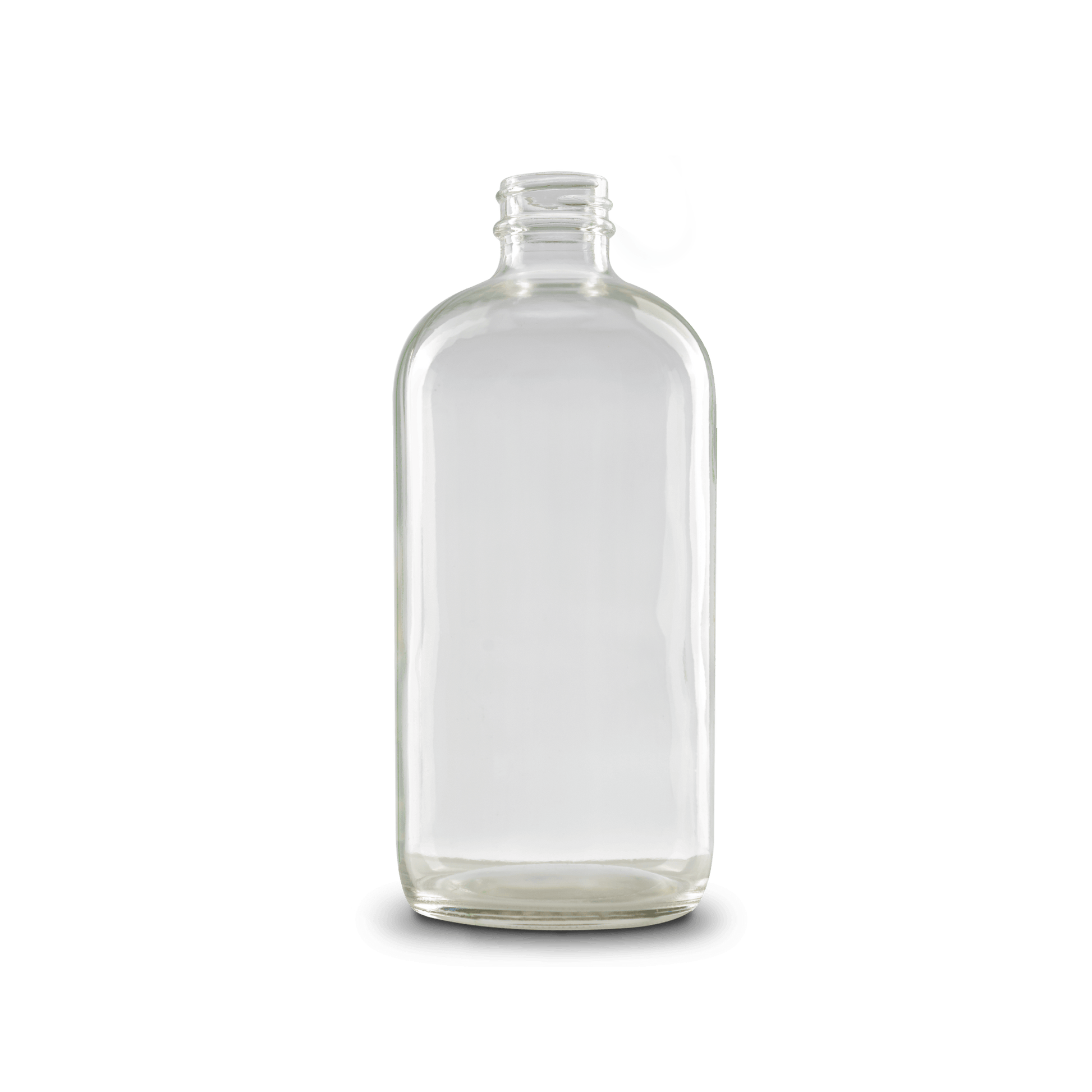 16 oz clear boston round glass bottle