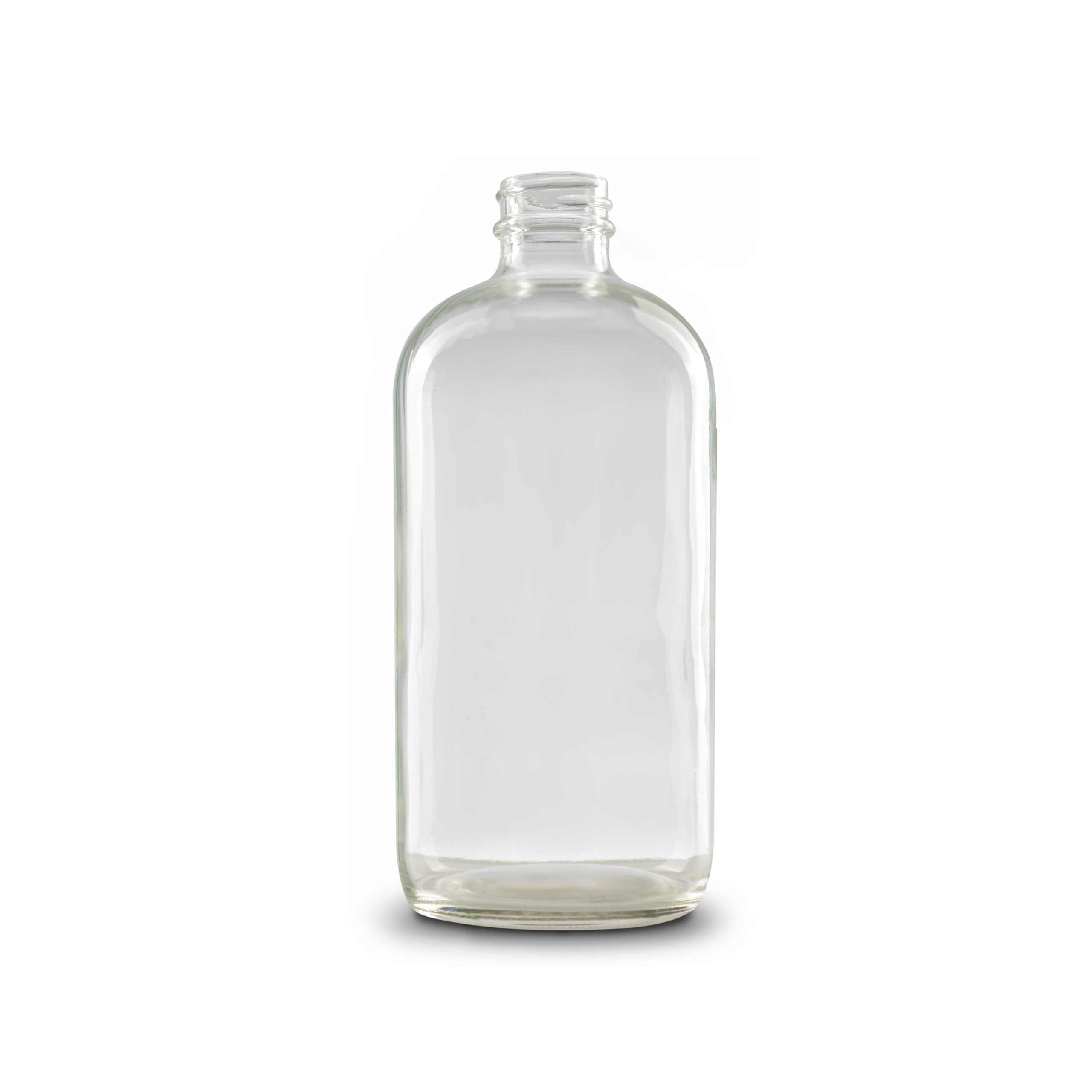 16 oz Clear Glass Boston Round Bottle 28-400 Neck Finish - Sample