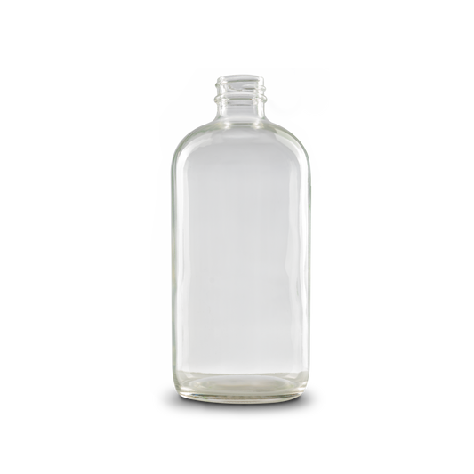 16 oz Clear Glass Boston Round Bottle 28-400 Neck Finish - Sample