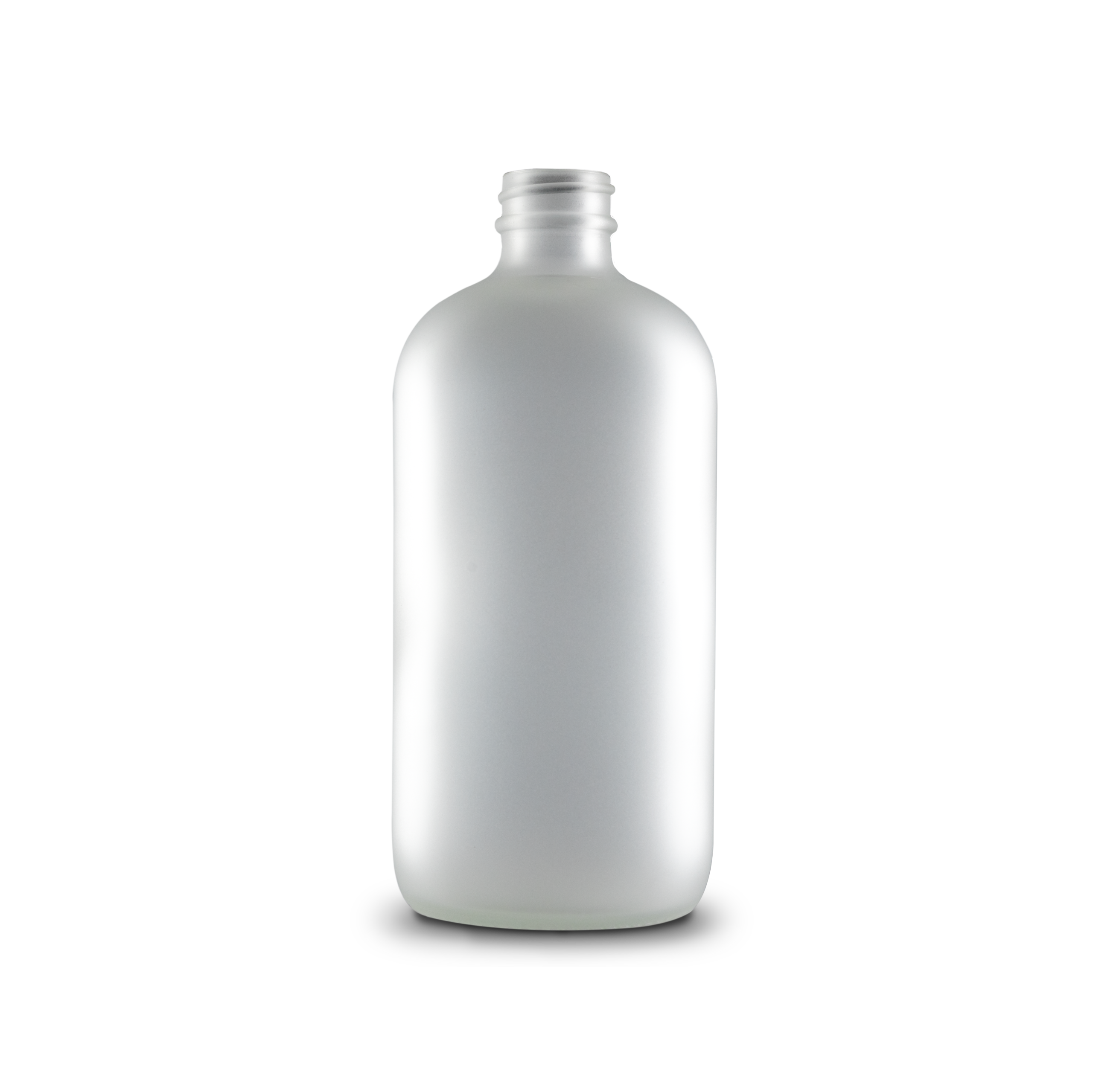 16 oz Clear Frosted Glass Boston Round Bottle 28-400 Neck Finish - Sample