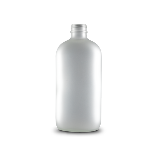 16 oz Clear Frosted Glass Boston Round Bottle 28-400 Neck Finish - Sample