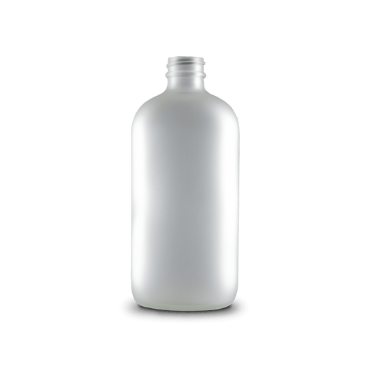 16 oz Clear Frosted Glass Boston Round Bottle 28-400 Neck Finish - 6 Pack