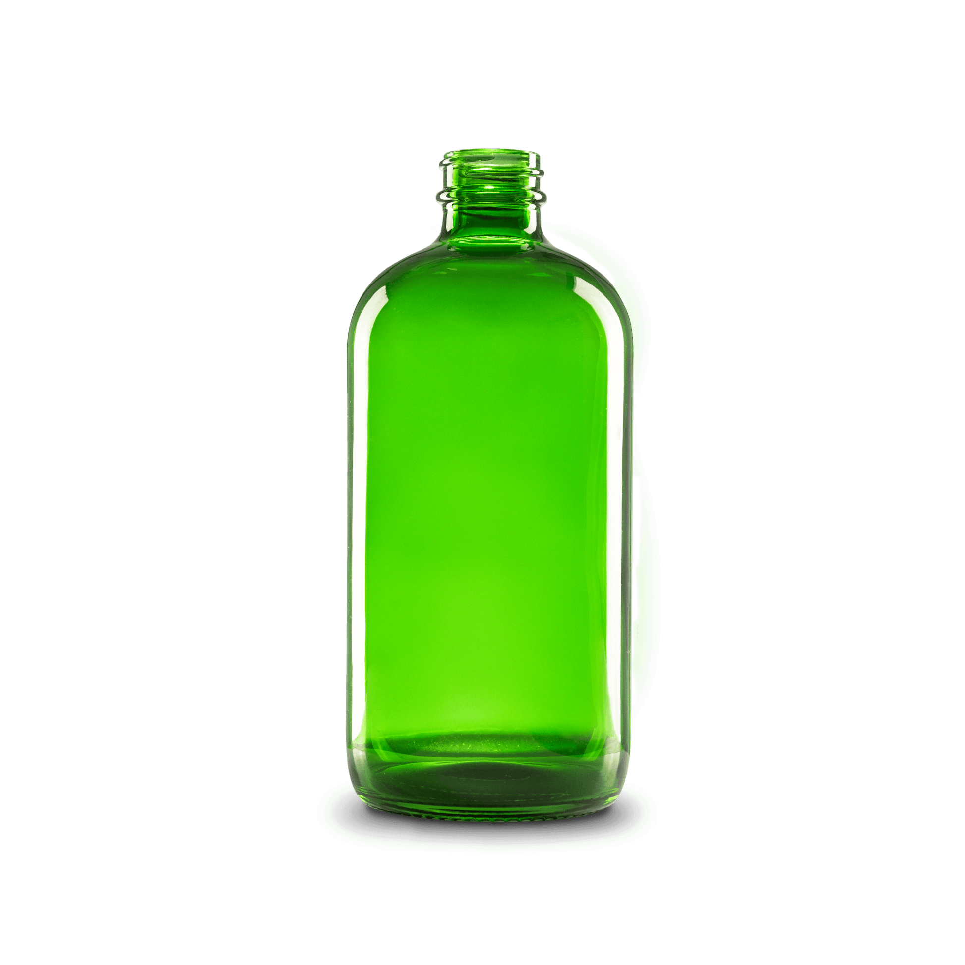 16 oz Green Glass Boston Round Bottle 28-400 Neck Finish - 6 Pack