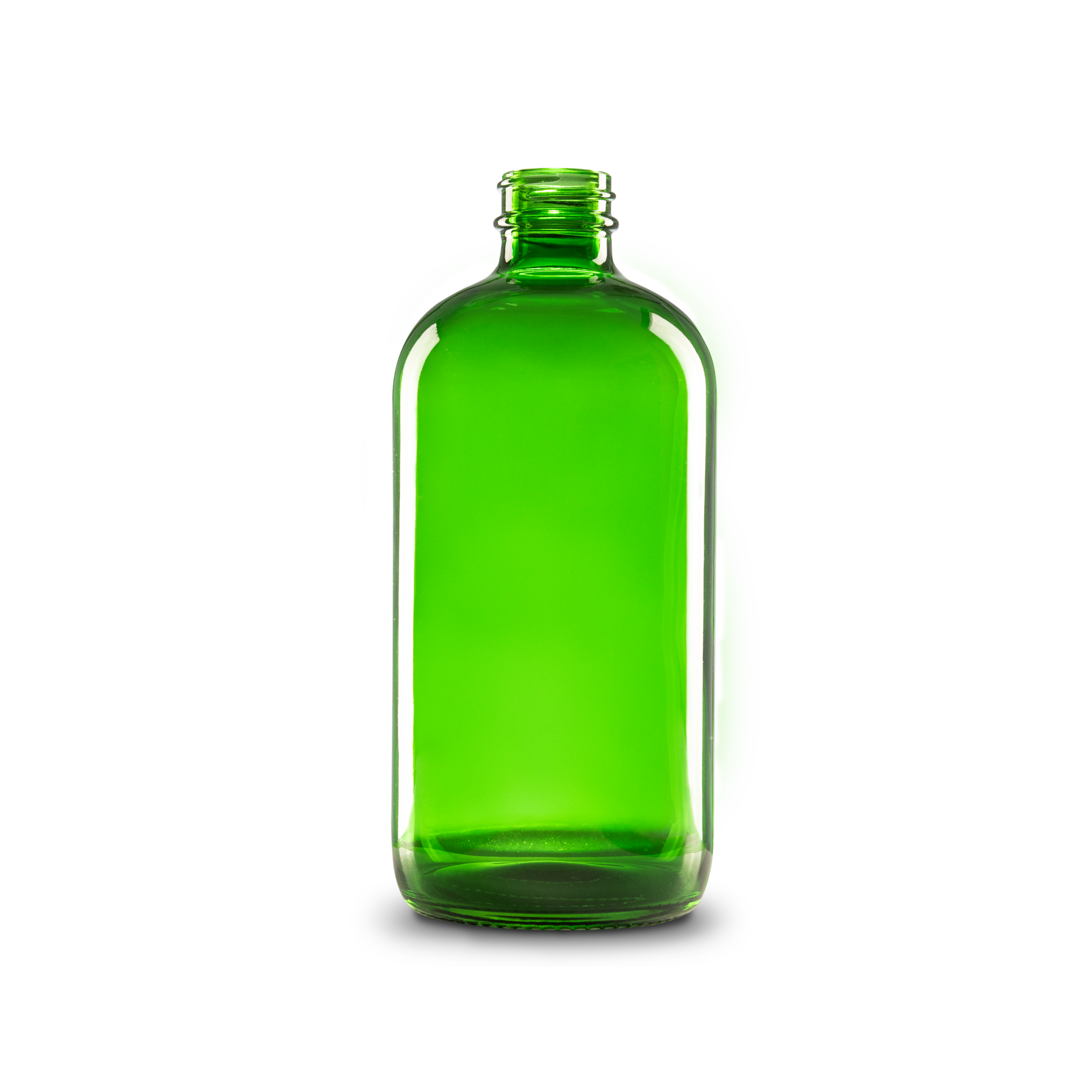 16 oz Green Glass Boston Round Bottle 28-400 Neck Finish - Sample