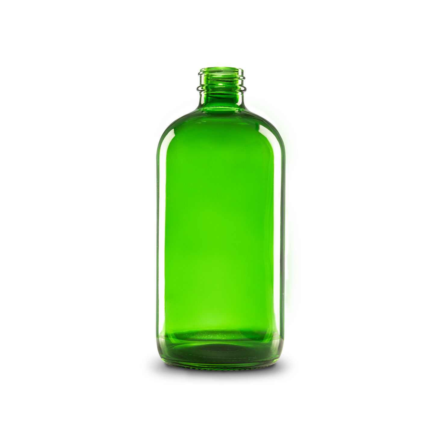 16 oz Green Glass Boston Round Bottle 28-400 Neck Finish - Sample