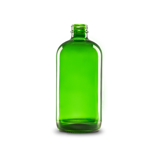 16 oz Green Glass Boston Round Bottle 28-400 Neck Finish - Sample