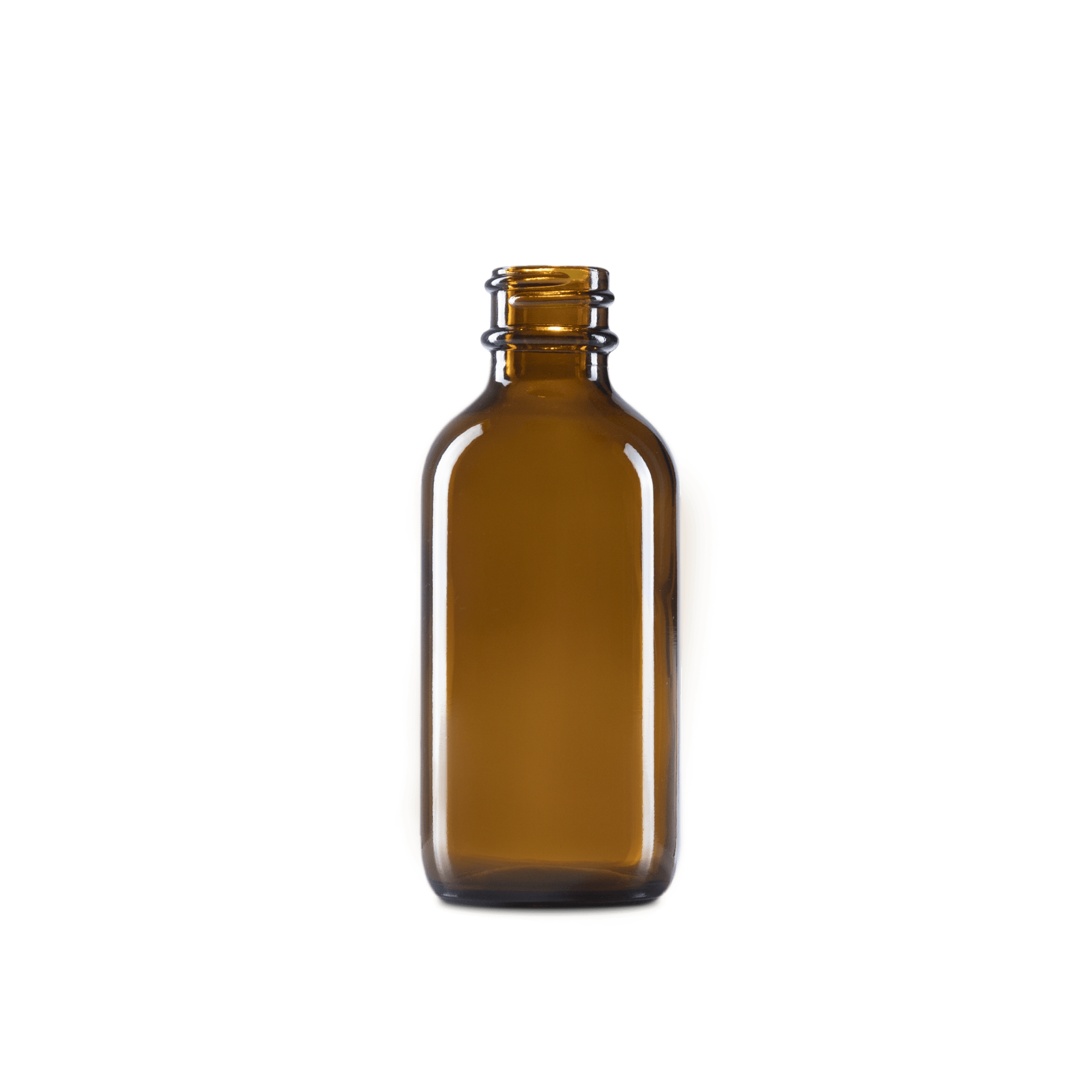 2 oz amber boston round glass bottle