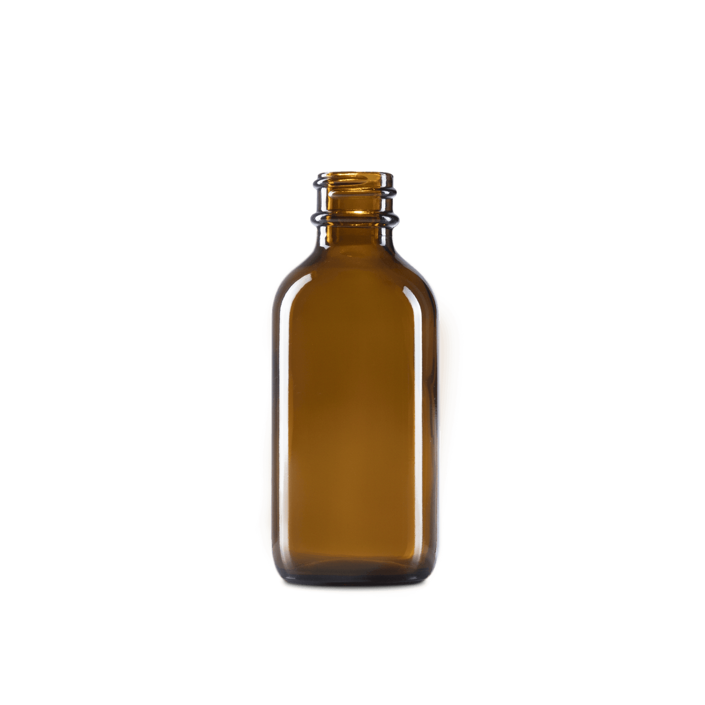 2 oz amber boston round glass bottle