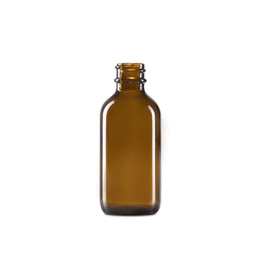 2 oz amber boston round glass bottle