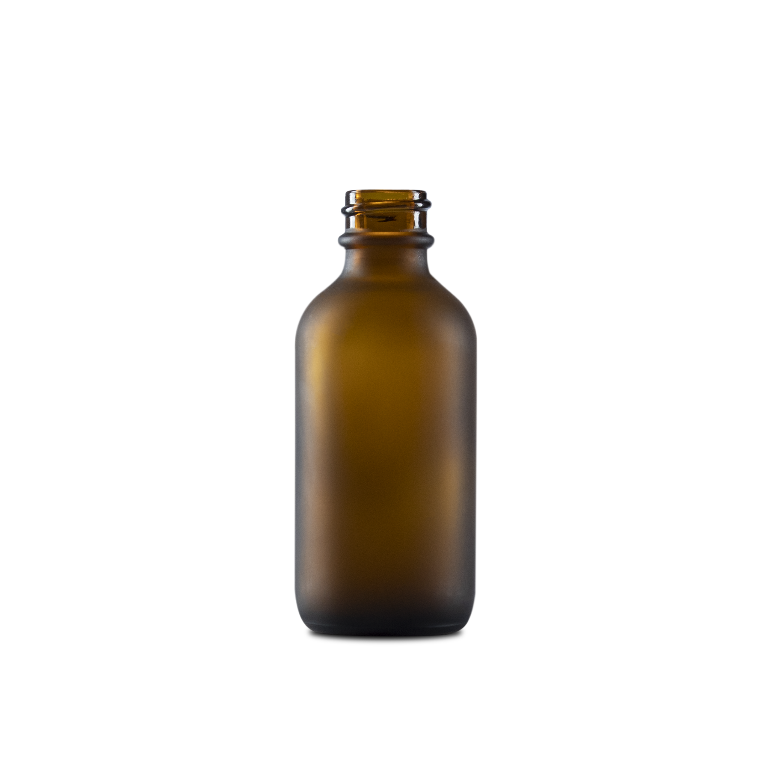 2 oz Amber Frosted Glass Boston Round Bottle 20-400 Neck Finish - Sample