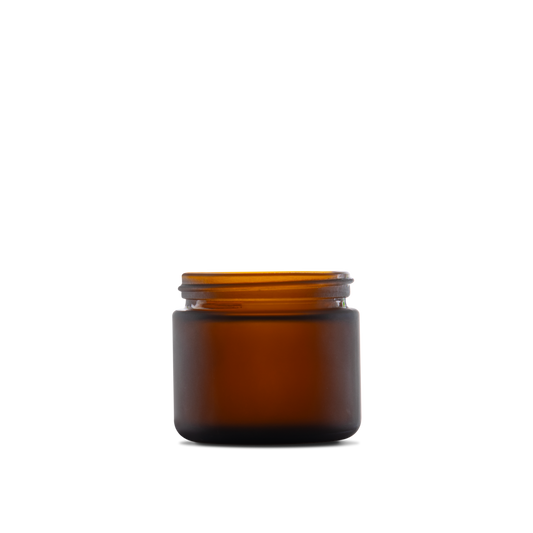 2 oz Amber Frosted Glass Straight-Sided Round Jar 53-400 Neck Finish - Sample