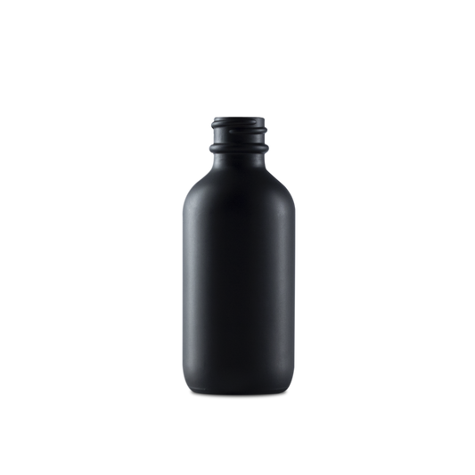 2 oz Black Frosted Glass Boston Round Bottle 20-400 Neck Finish - Sample