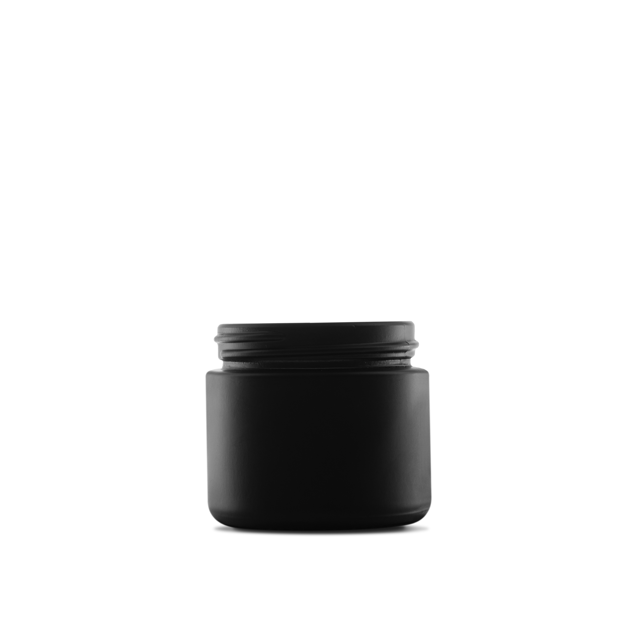 2 oz Black Frosted Glass Straight-Sided Round Jar 53-400 Neck Finish - 24 Pack