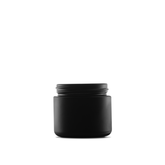 2 oz Black Frosted Glass Straight-Sided Round Jar 53-400 Neck Finish - 24 Pack