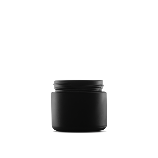 2 oz Black Frosted Glass Straight-Sided Round Jar 53-400 Neck Finish