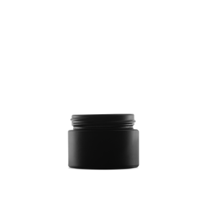 1.7 oz Black Frosted Glass Cylinder Low-Profile Jar 53-400 Neck Finish