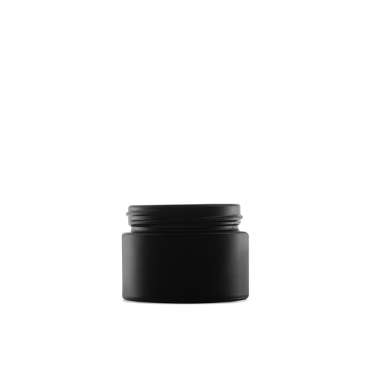 1.7 oz Black Frosted Glass Cylinder Low-Profile Jar 53-400 Neck Finish - Sample