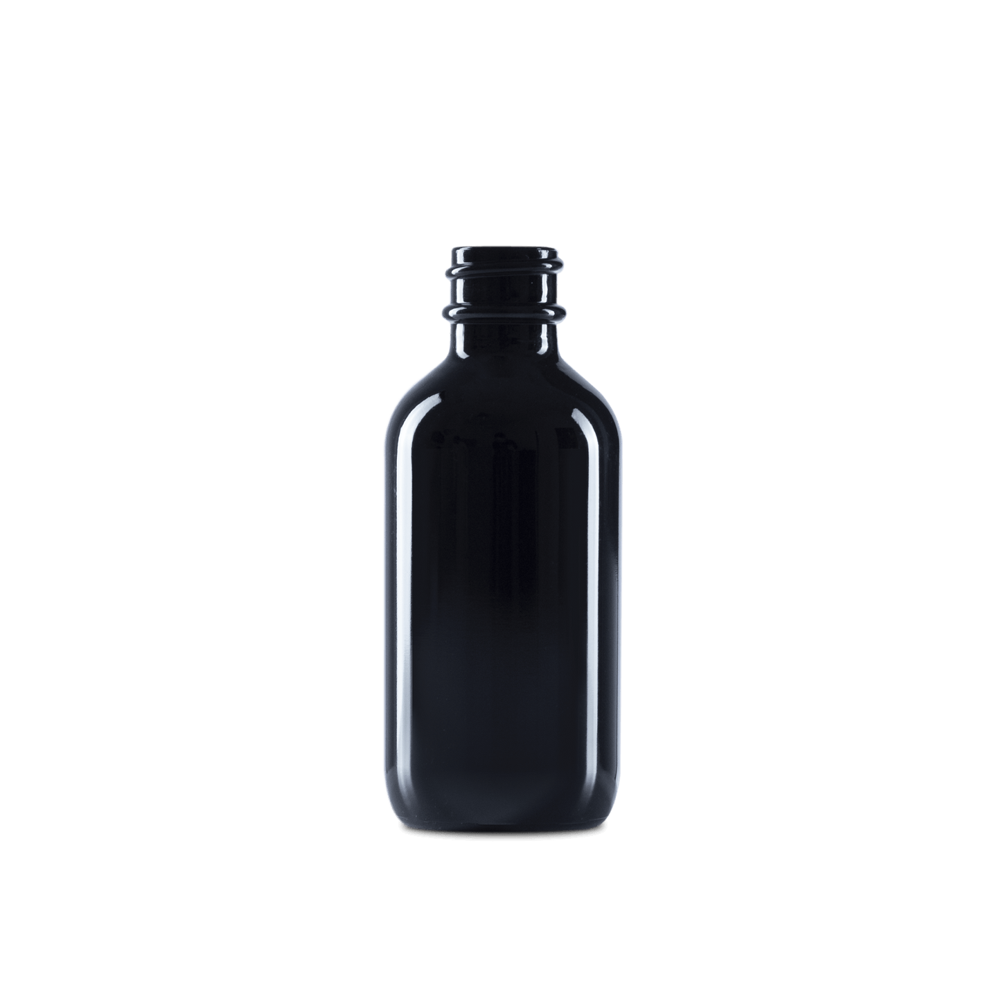 2 oz black UV boston round glass bottle