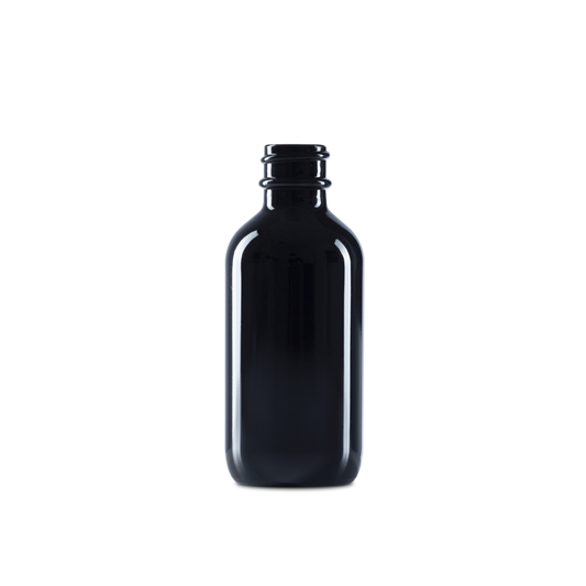 2 oz Black UV Glass Boston Round Bottle 20-400 Neck Finish - Sample