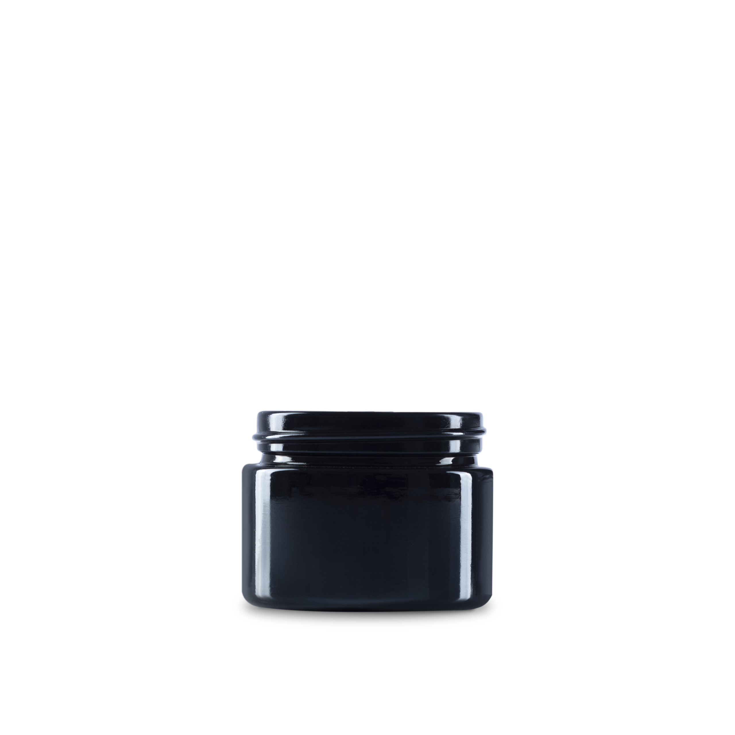 1.7 oz Black UV Glass Cylinder Low-Profile Jar 53-400 Neck Finish - 24 Pack
