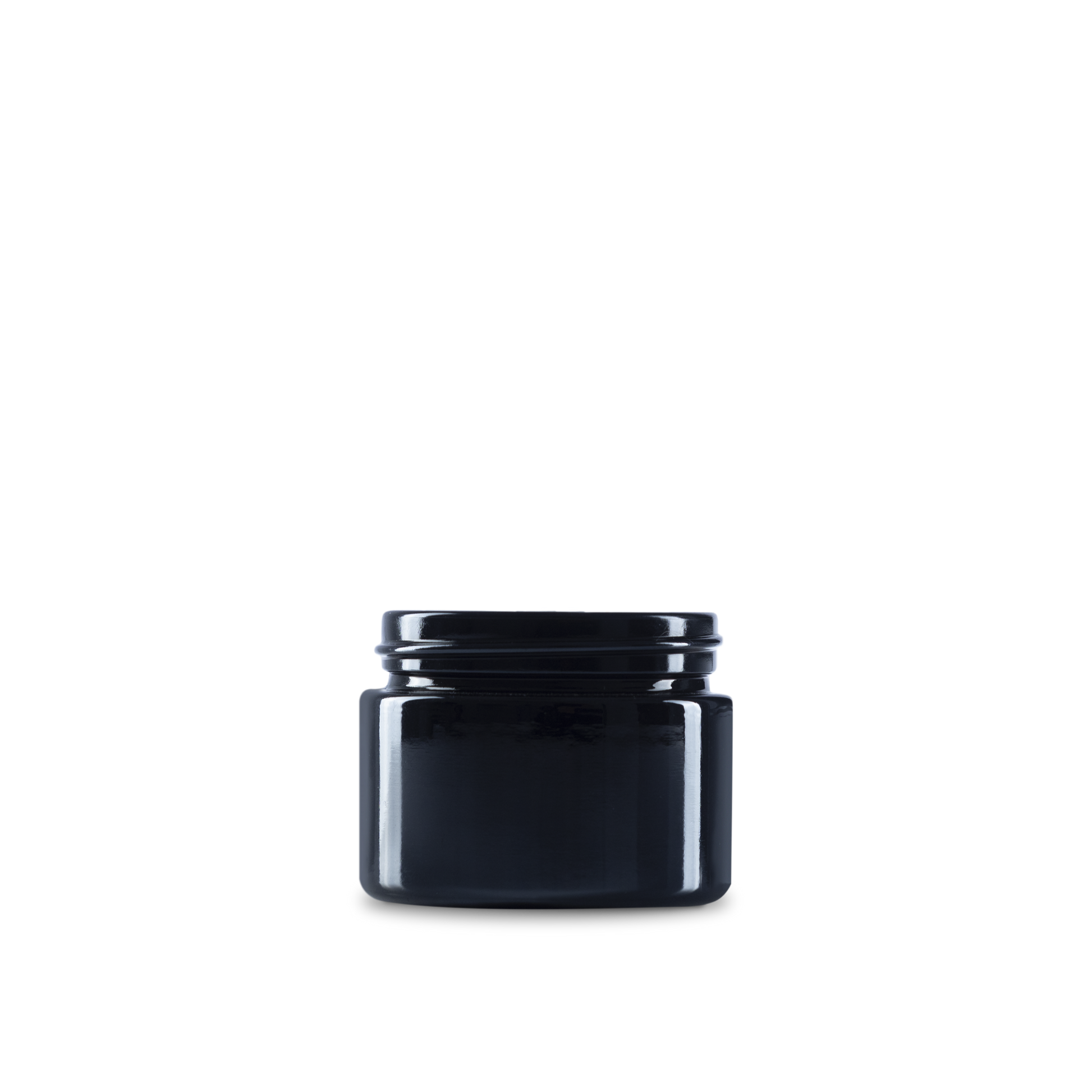 1.7 oz Black UV Glass Cylinder Low-Profile Jar 53-400 Neck Finish - 24 Pack