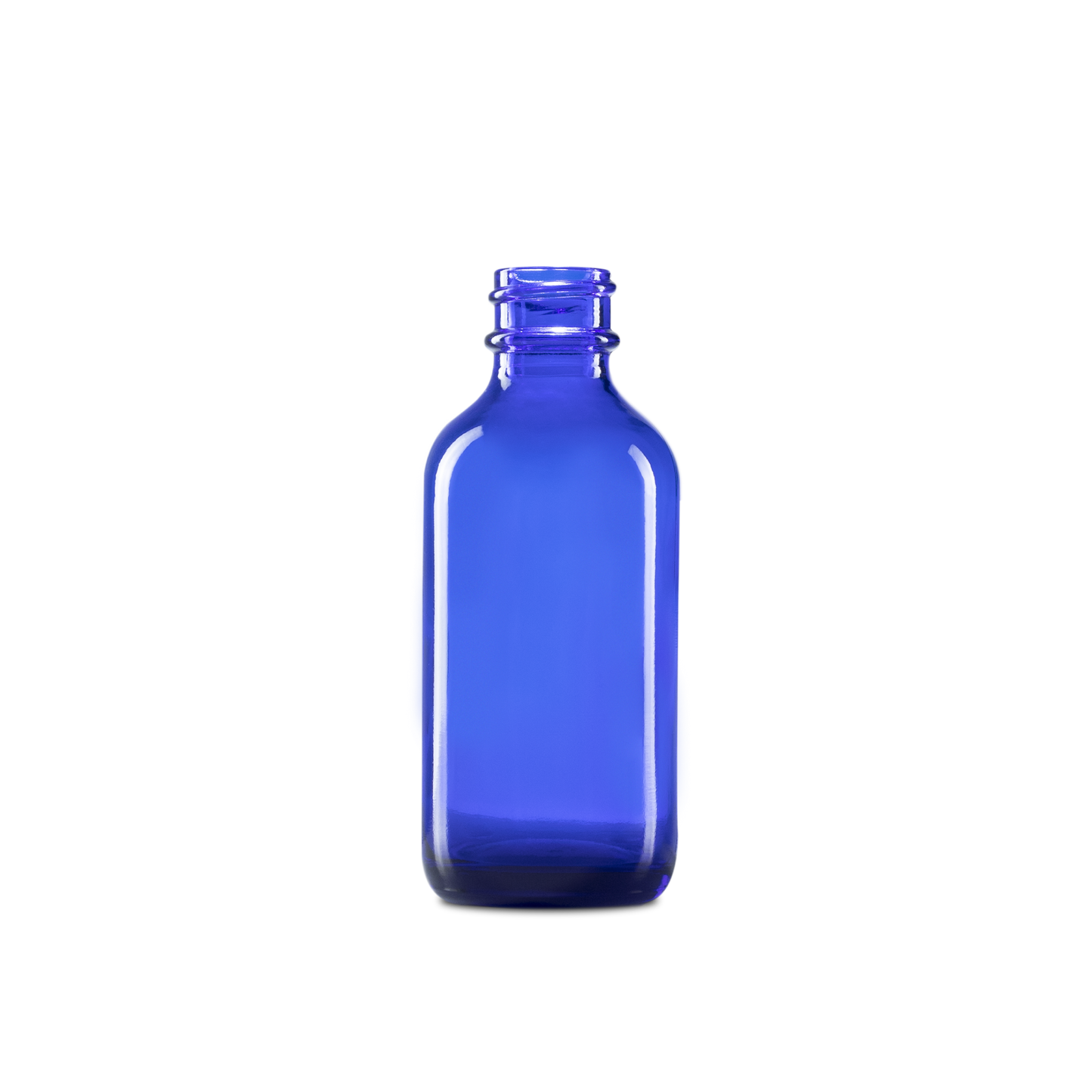 2 oz Blue Glass Boston Round Bottle 20-400 Neck Finish - Sample