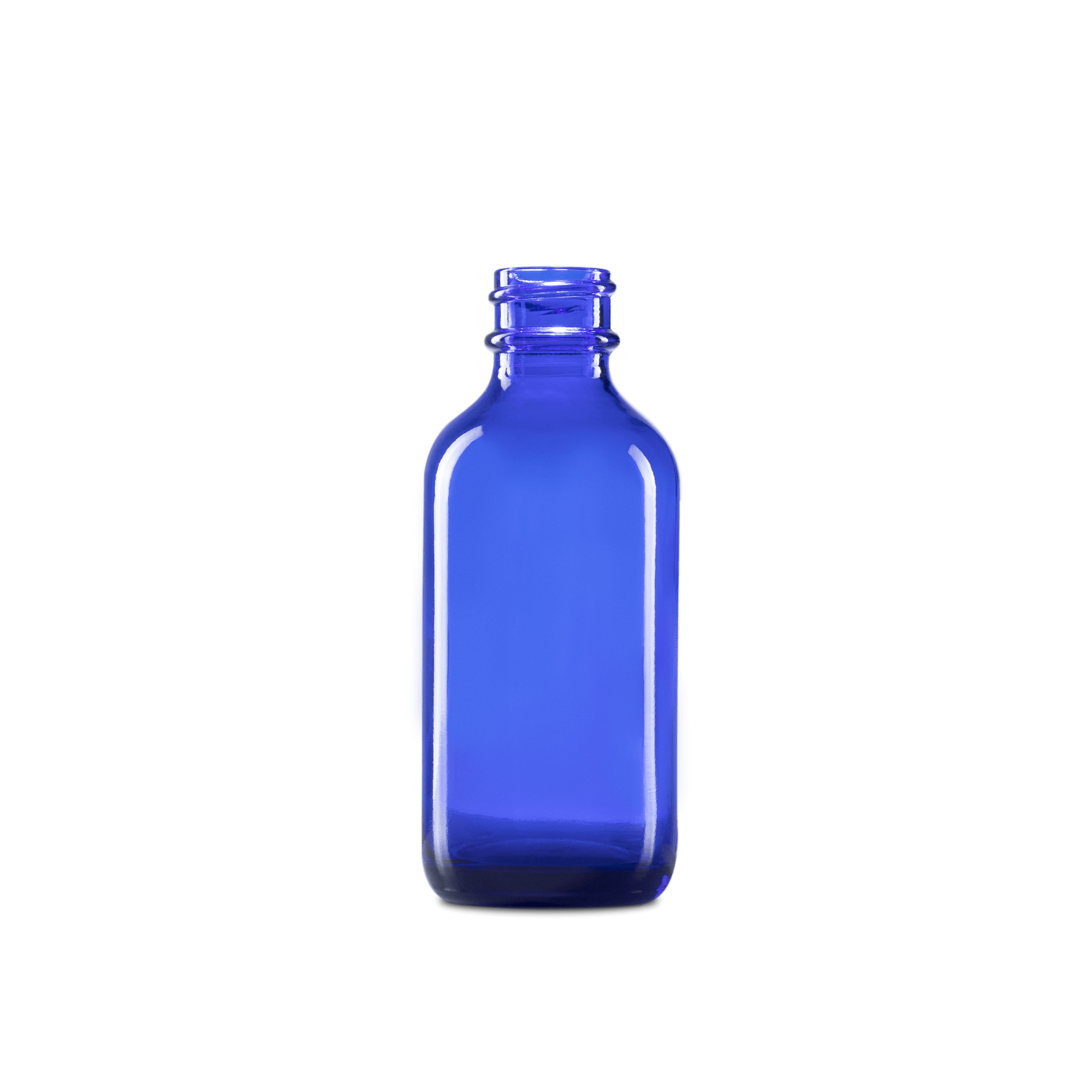 2 oz blue boston round glass bottle