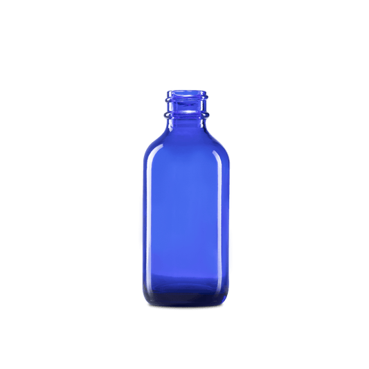 2 oz blue boston round glass bottle