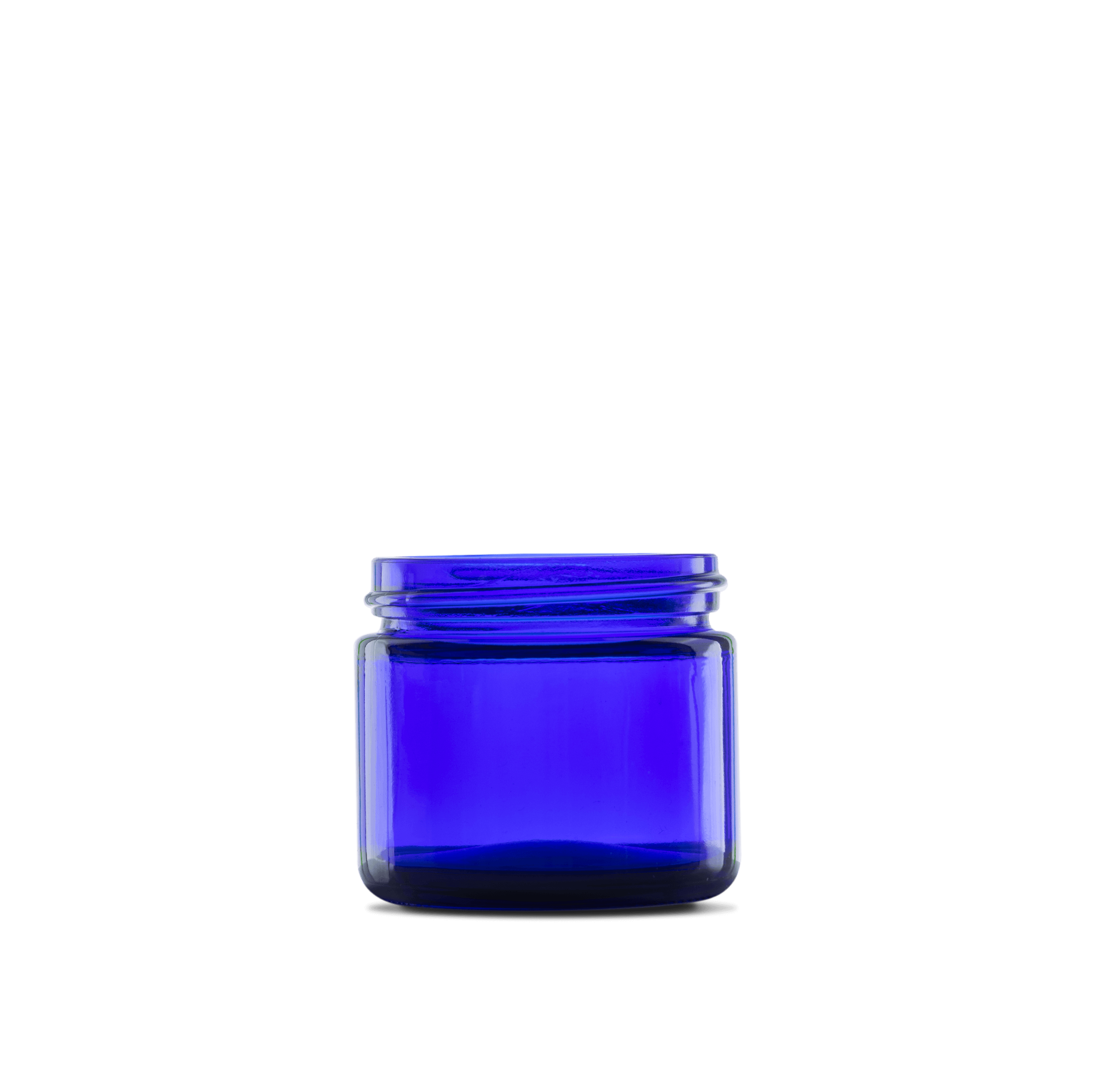 2 oz Blue Glass Straight-Sided Round Jar 53-400 Neck Finish - 24 Pack