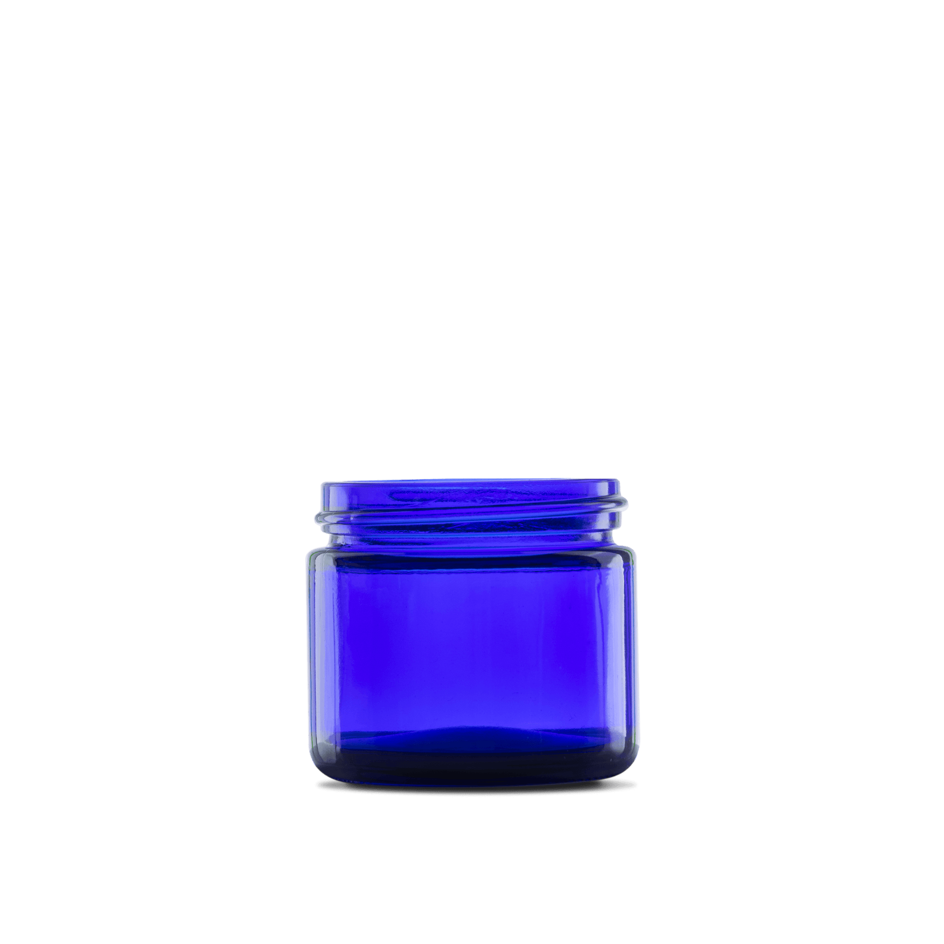 2 oz Blue Glass Straight-Sided Round Jar 53-400 Neck Finish - 24 Pack