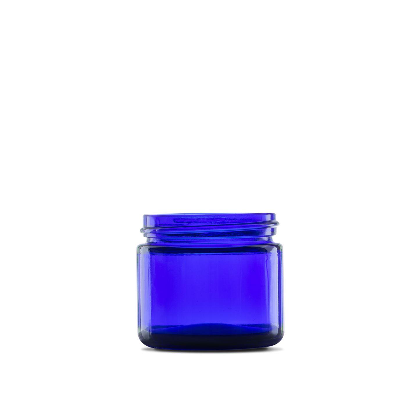 2 oz Blue Glass Straight-Sided Round Jar 53-400 Neck Finish