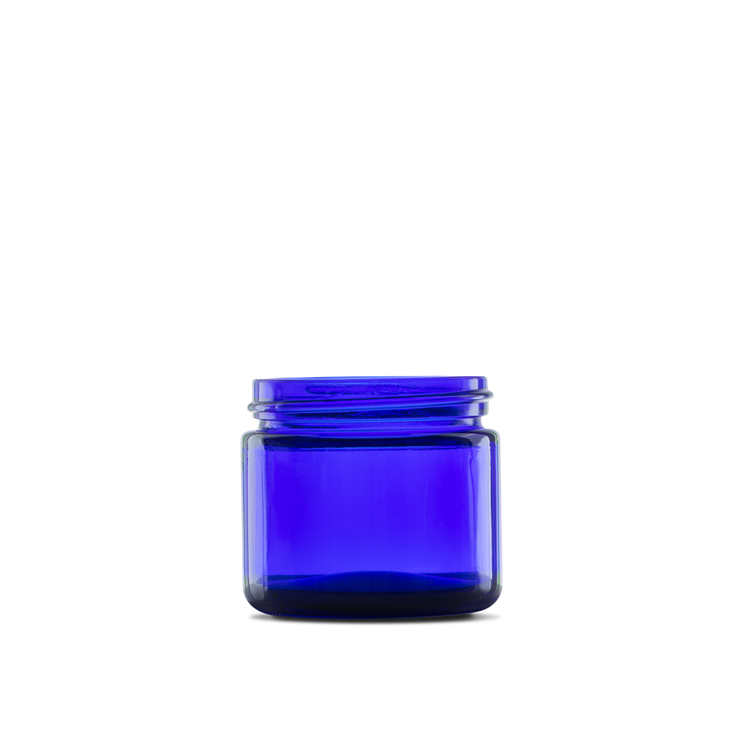 2 oz Blue Glass Straight-Sided Round Jar 53-400 Neck Finish - Sample