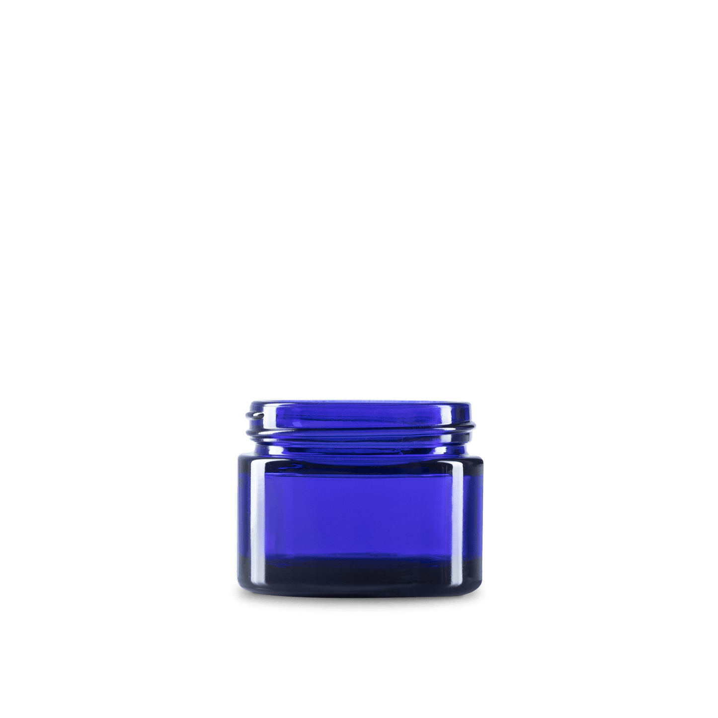 1.7 oz Blue Glass Cylinder Low-Profile Jar 53-400 Neck Finish - 24 Pack