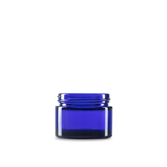 1.7 oz Blue Glass Cylinder Low-Profile Jar 53-400 Neck Finish - Sample