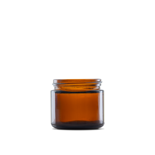 2 oz Amber Glass Straight-Sided Round Jar 53-400 Neck Finish - Sample