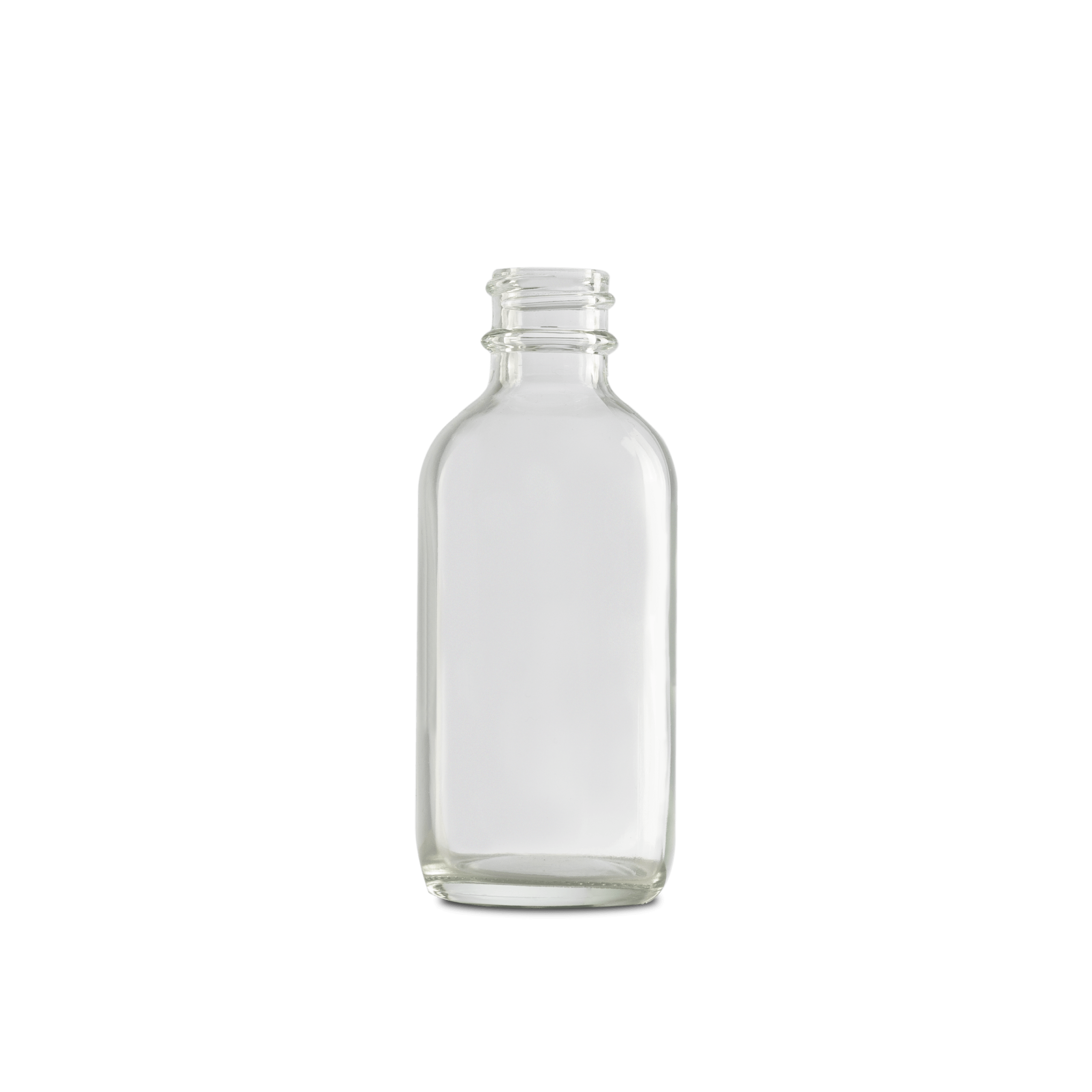 2 oz clear boston round glass bottle