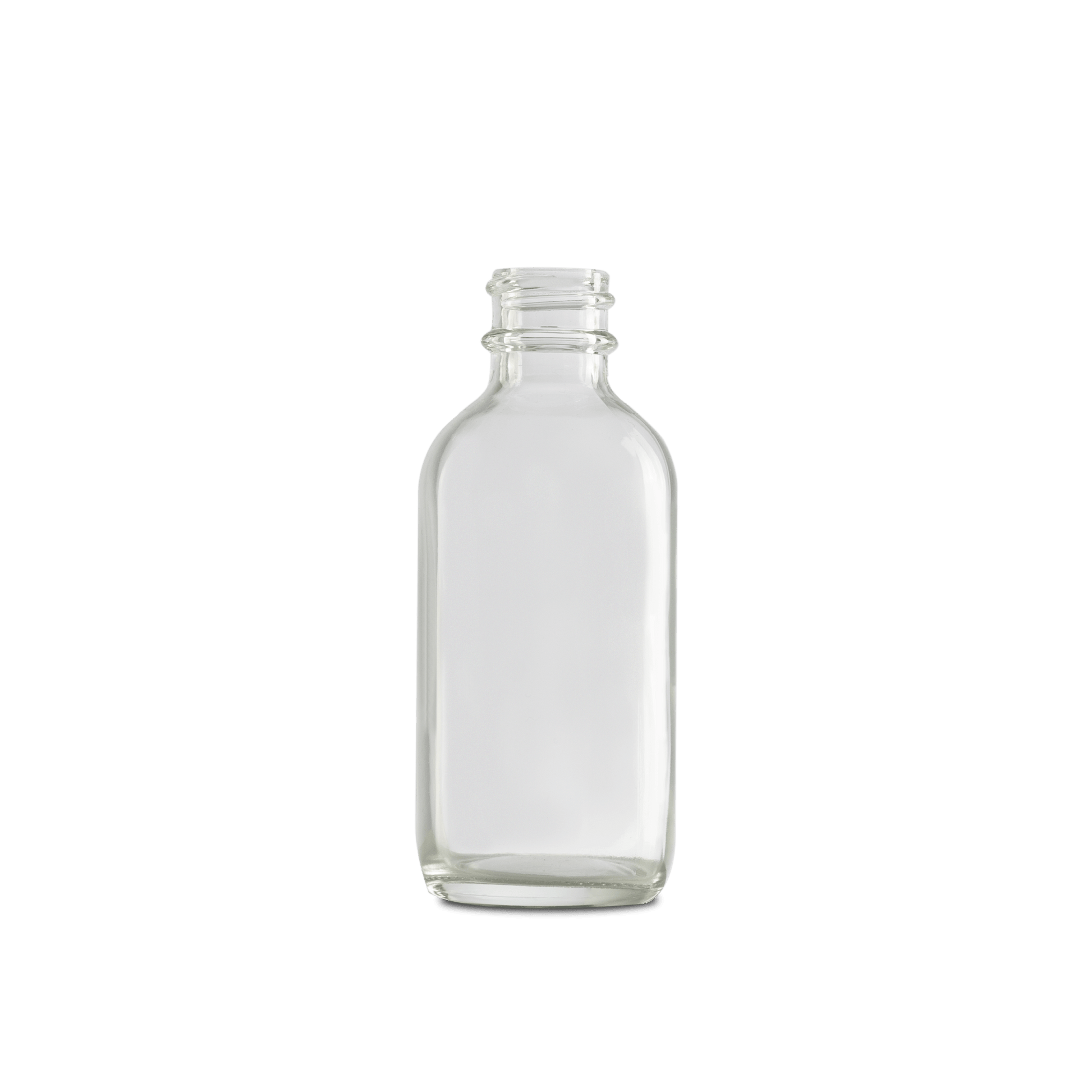 2 oz clear boston round glass bottle