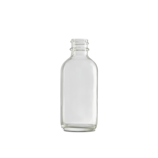 2 oz clear boston round glass bottle