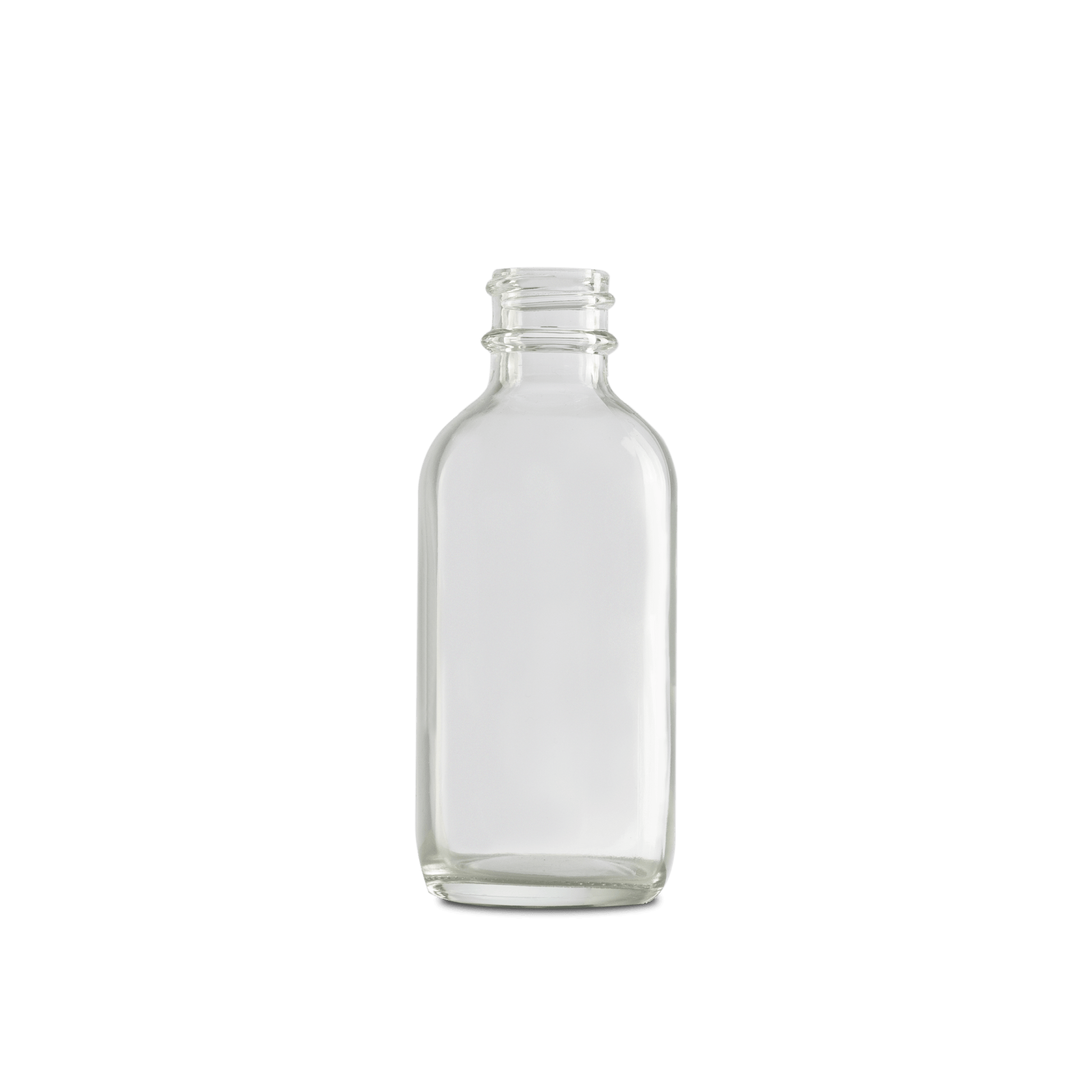 2 oz Clear Glass Boston Round Bottle 20-400 Neck Finish - 24 Pack