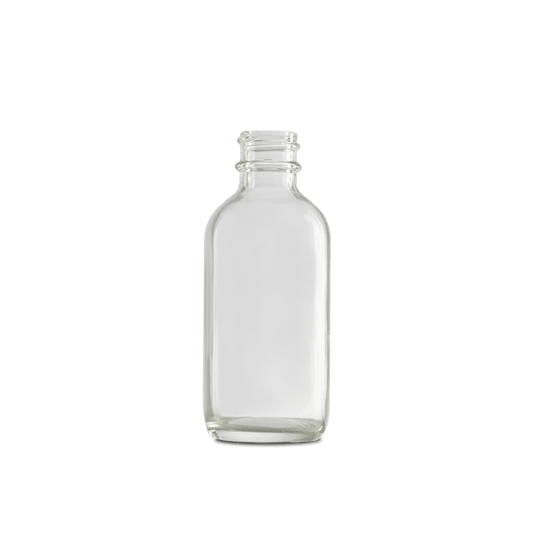 2 oz Clear Glass Boston Round Bottle 20-400 Neck Finish - 24 Pack