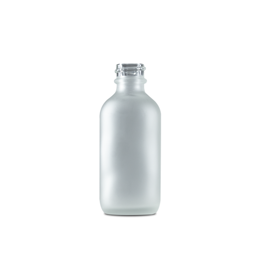 2 oz Clear Frosted Glass Boston Round Bottle 20-400 Neck Finish - Sample