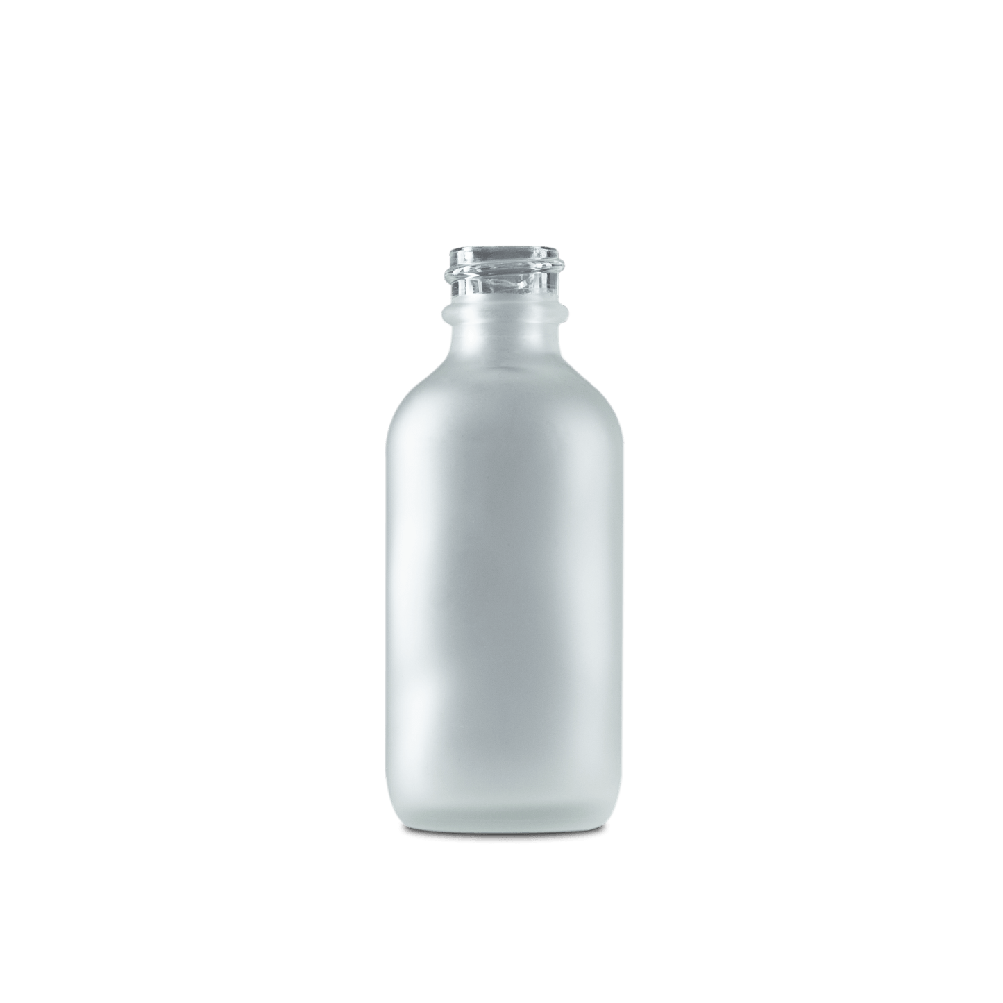 2 oz clear frosted boston round glass bottle