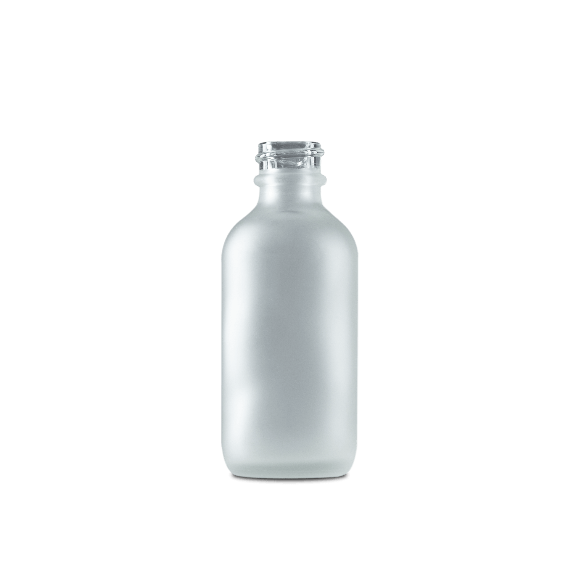 2 oz clear frosted boston round glass bottle