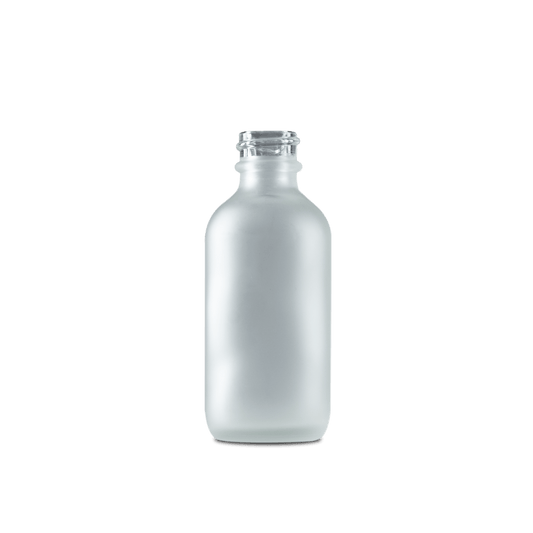 2 oz clear frosted boston round glass bottle