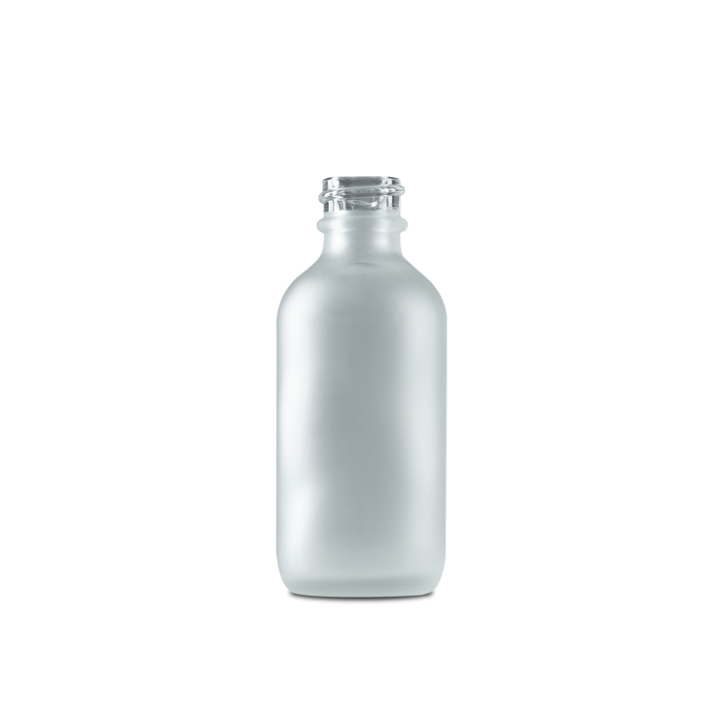 2 oz Clear Frosted Glass Boston Round Bottle 20-400 Neck Finish - 24 Pack