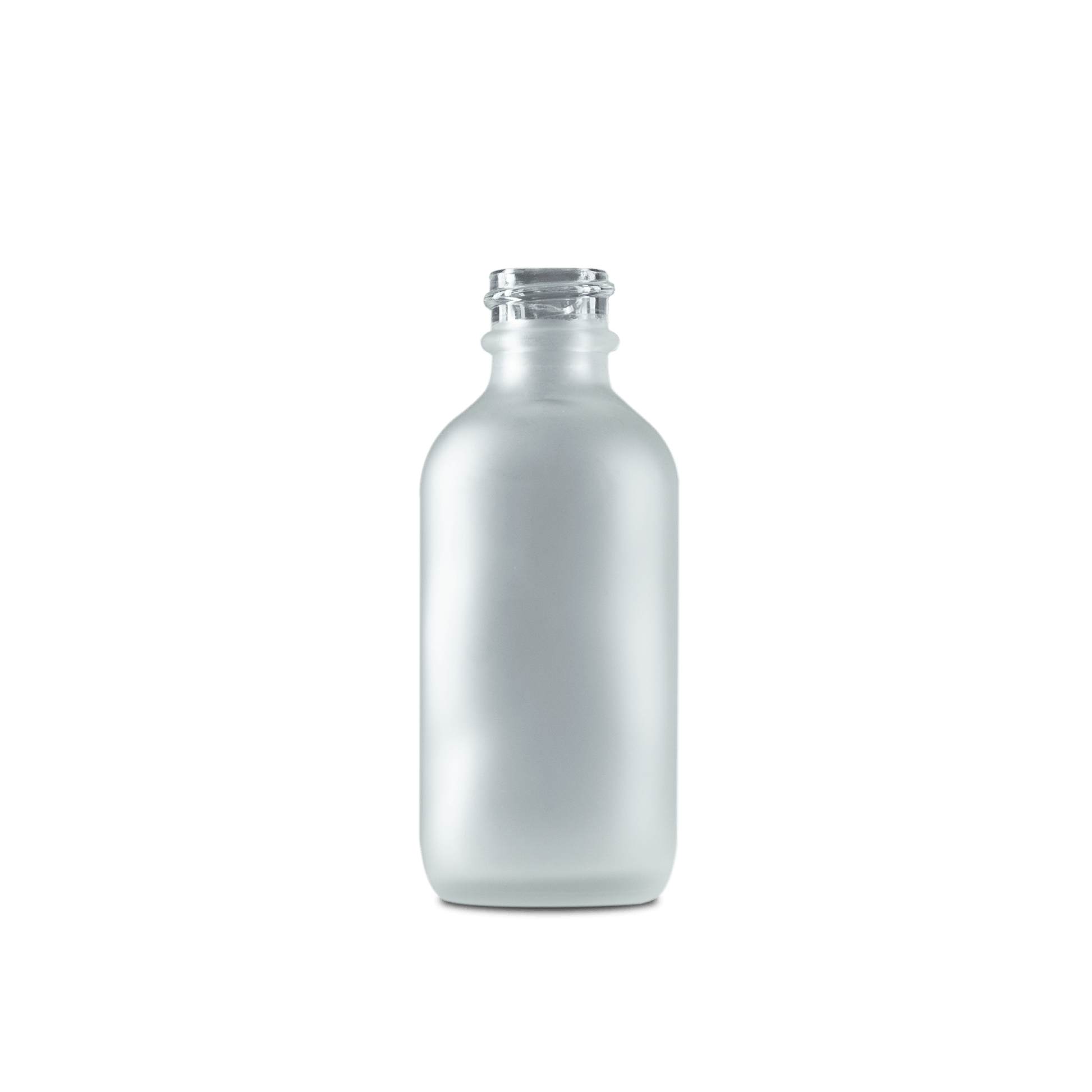 2 oz Clear Frosted Glass Boston Round Bottle 20-400 Neck Finish - 24 Pack