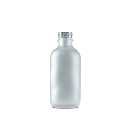 2 oz Clear Frosted Glass Boston Round Bottle 20-400 Neck Finish - 24 Pack
