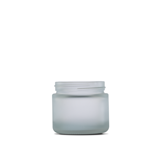 2 oz Clear Frosted Glass Straight-Sided Round Jar 53-400 Neck Finish - 24 Pack
